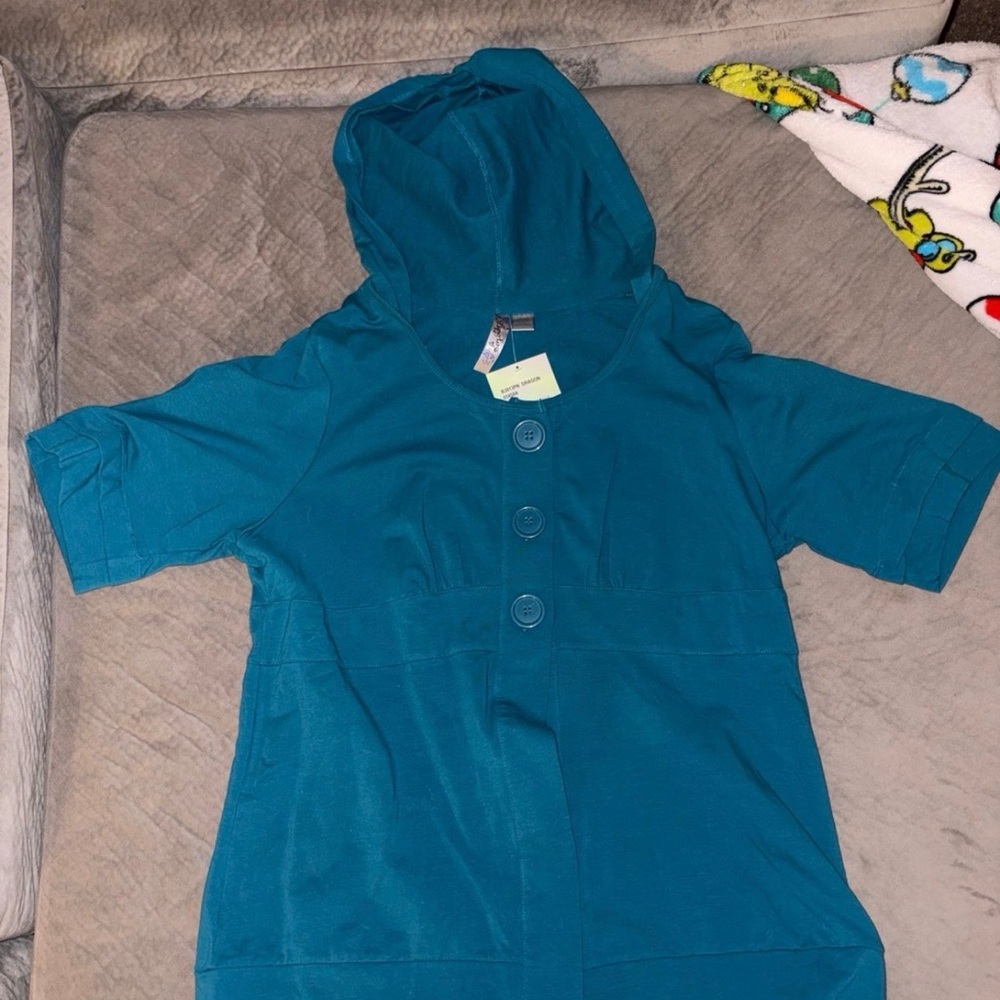 Teal Womes Hooded Shirt
